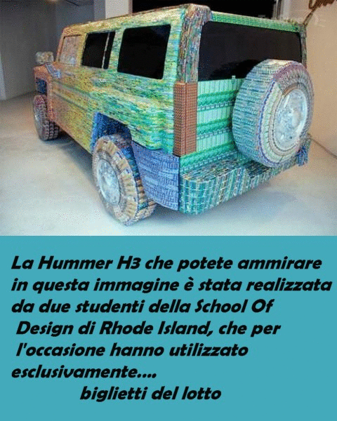 La Hummer H3 realizzata con i biglietti del lotto! 