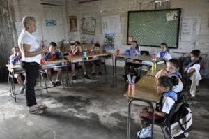 Aula de otra escuela en Cuba