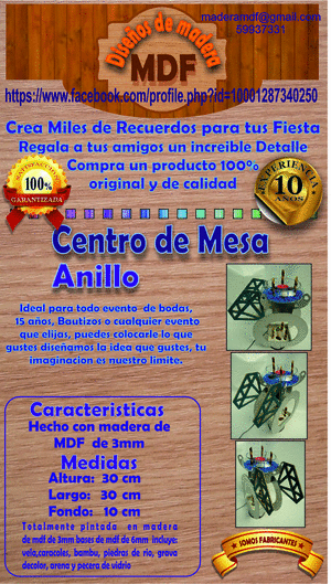 centro de mesa madera mdf anillo azul centro de mesa madera mdf anillo azul