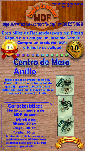 centro de mesa madera mdf anillo negro centro de mesa madera mdf anillo negro