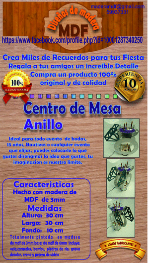centro de mesa madera mdf anillo negro centro de mesa madera mdf anillo negro
