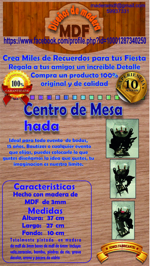 centro de mesa en madera mdf hada negara centro de mesa en madera mdf hada negara