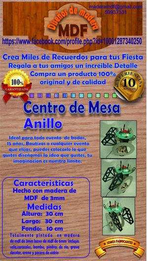 centro de mesa madera mdf anillo azul claro centro de mesa madera mdf anillo azul claro