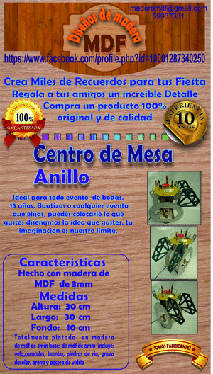 centro de mesa madera mdf anillo amarillo centro de mesa madera mdf anillo amarillo