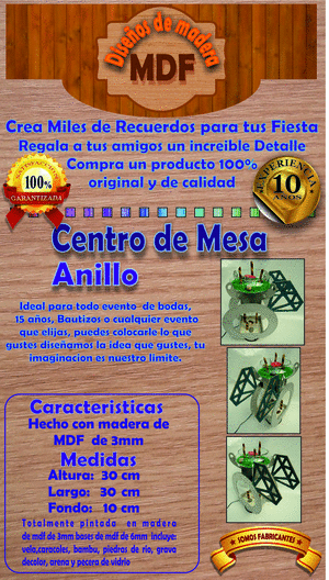 centro de mesa madera anillo verde centro de mesa madera anillo verde