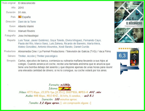 a606fec998fb1f38b195ce00c2cf34ea - El Desconocido (2015) [m1080p. ac3 5.1 Español] [Thriller] [MeGa]