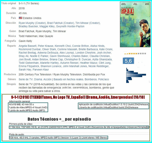 401ee2e781ed2bd8cbfbd0f46622790a - 9-1-1 (2018) [T1] [HDiTunes, No Logo TV, Español] [Drama, Acción, Emergencias] [10/10]