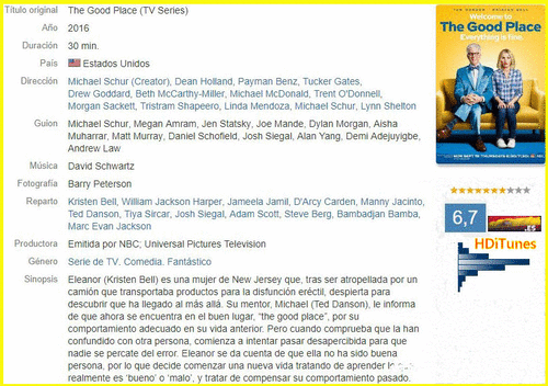 19fcc4a914c77f13ab60823559ededa2 - The Good Place (2016) [T1] [HDiTunes, No Logo TV, Español] [Comedia] [13/13]