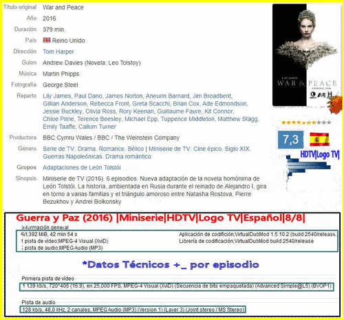 95904001f59085331f28f3f4c961f1a2 - War and Peace: Guerra y Paz (2016) [HDTV, Español, Logo TV] [Drama, Guerras Napoleónicas, Romántica]