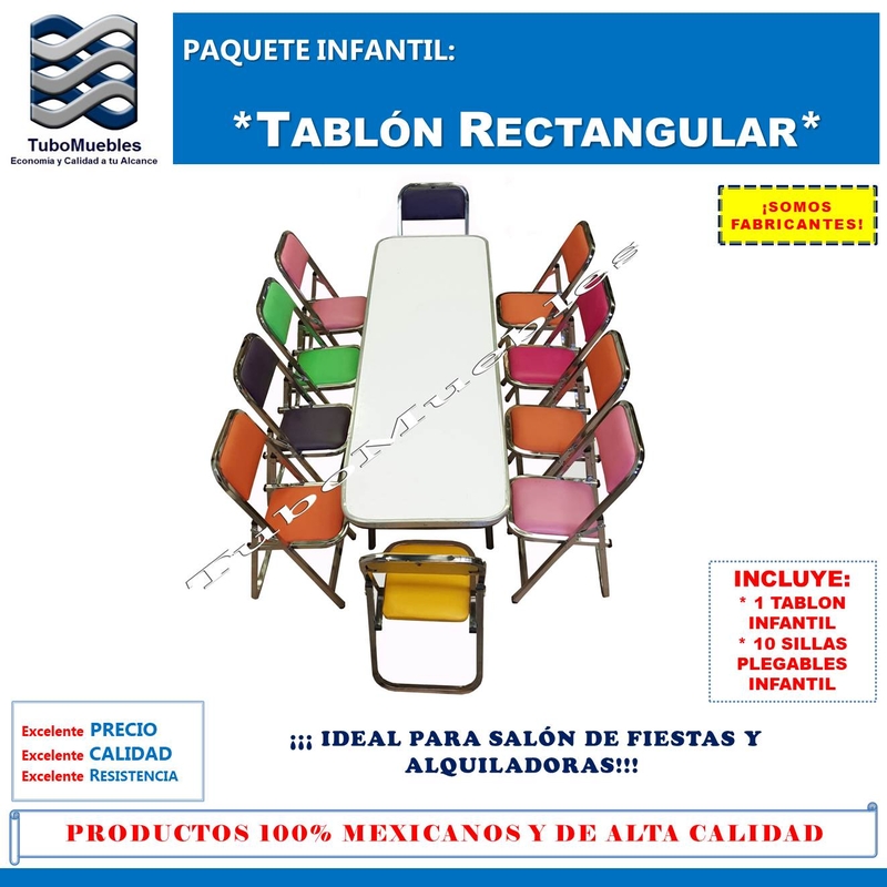 Paquete INFANTIL T. Redondo con 10 sillas TuboMuebles