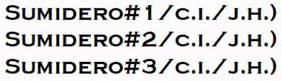 Sumidero¬#1/c.i./j.h.)